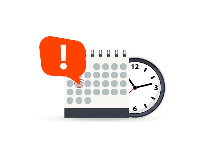 calendar and clock icon calendar date deadline notification appointment, schedule, important date time and date deadline on a calendar, event notification event reminder scheduled on agenda