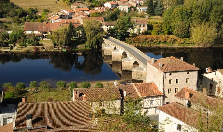 bridge at confolens st german, near limoges, france