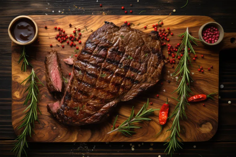 grilled beef steak on background