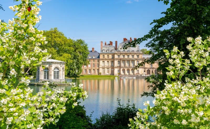 france - may 2019  fontainebleau palace (chateau de fontainebleau) near paris in spring