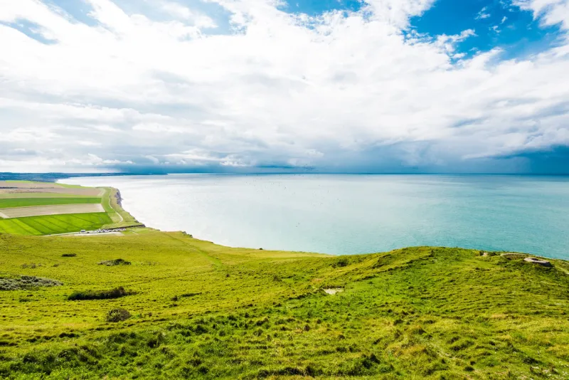 aerial view of coast at cap gris nez, france