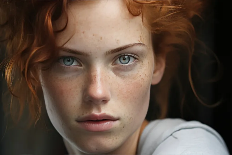 portrait of a woman with freckles