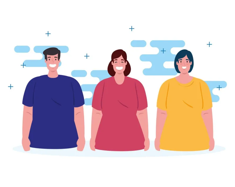 group young people, women and man smiling vector illustration design