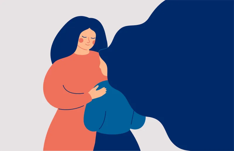 mother supports her daughter in a difficult time female gives empathy for her sad friend woman calms another woman who is in depression mental health and care concept vector illustration