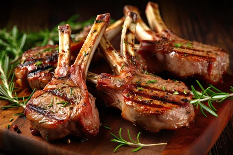 sizzling organic grilled lamb chops - delicious bar-b-q cutlets cooked to perfection for a mouthwatering dinner  generative ai