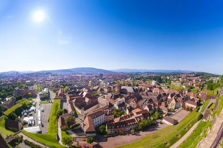 scenic view of medieval belfort city at sunny day, france, europe