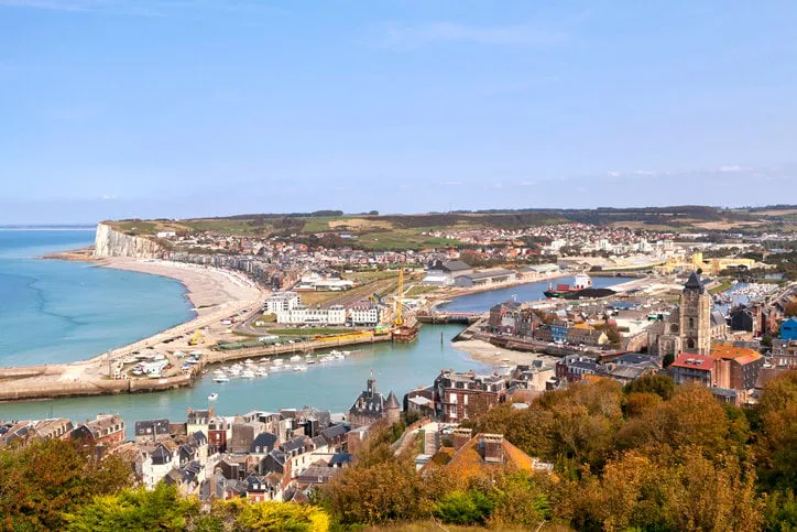 aerial view of le tréport (seine-maritime) and mers-les-bains (somme)