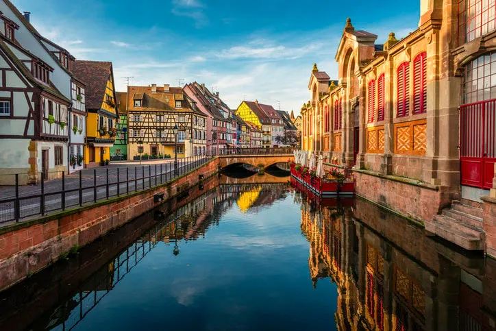 colmar is a very famous town with many half-timbered houses in alsace in france