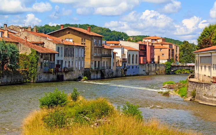 saint-girons town in ariege, midi-pyrenees, france