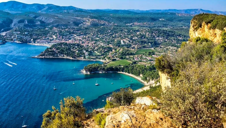 the creeks of the city of cassis seen from the crest road