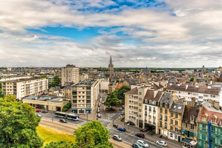 high angle view of caen in normandy, france