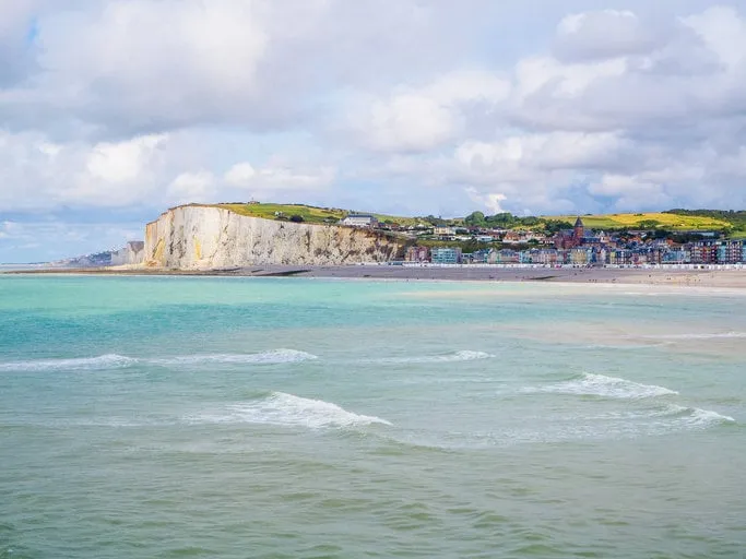 view on mers-les-bains from le tréport, somme, france