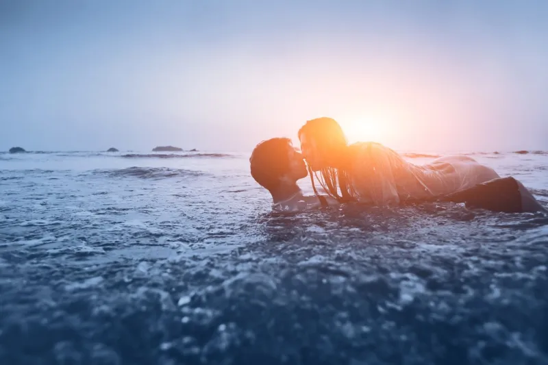 sexy couple in the water