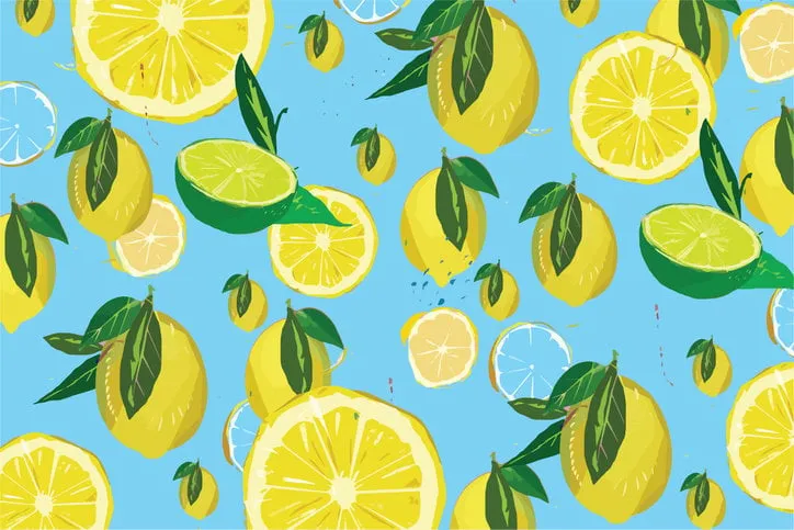 fruity background with lemon pattern stock illustration