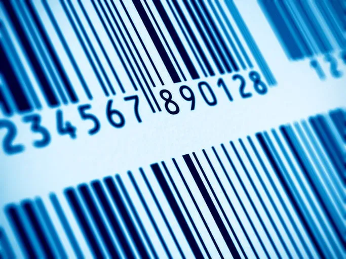 macro view of blue barcodes with selective focus effect