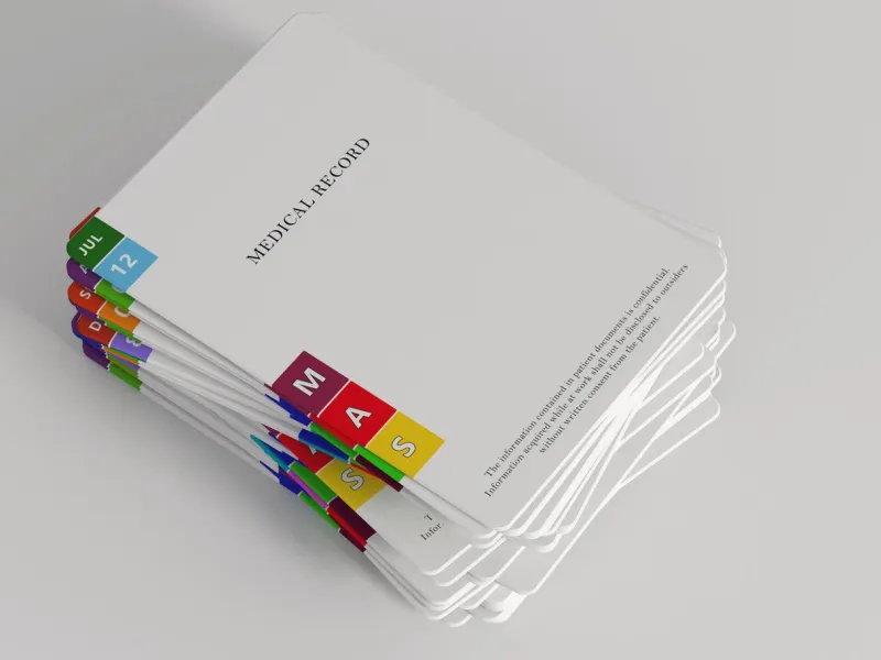 medical record concept, pile of medical record files