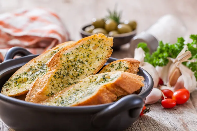 homemade garlic bread and herb