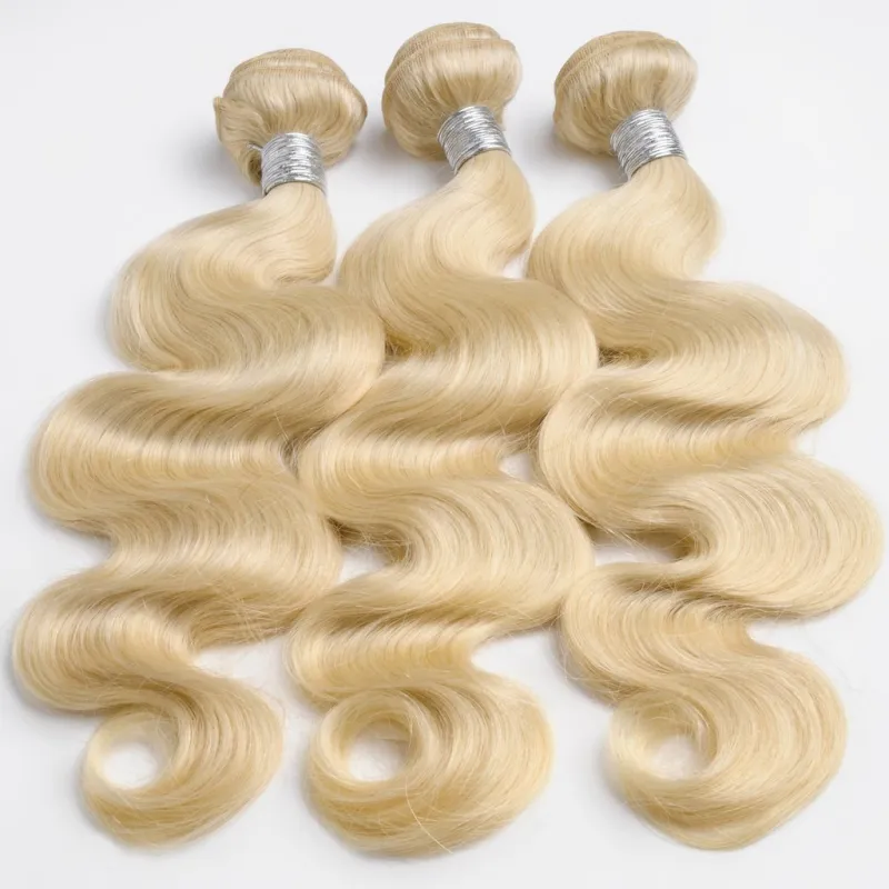 body wave bleached blonde human hair weaves extensions bundles