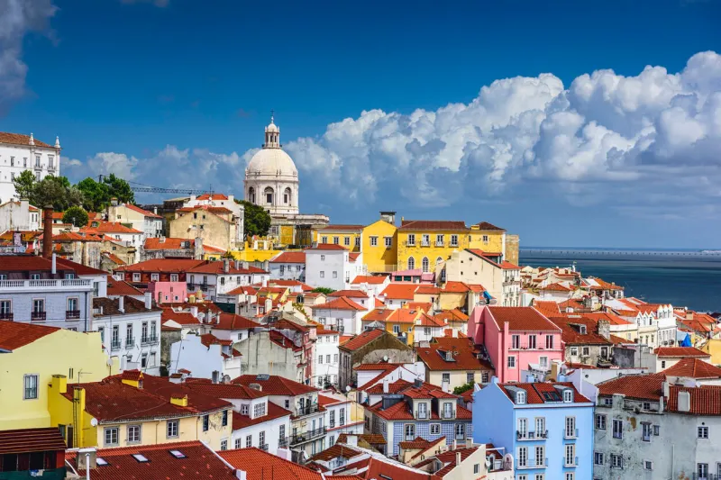 lisbon, portugal skyline at alfama, the oldest district of the city