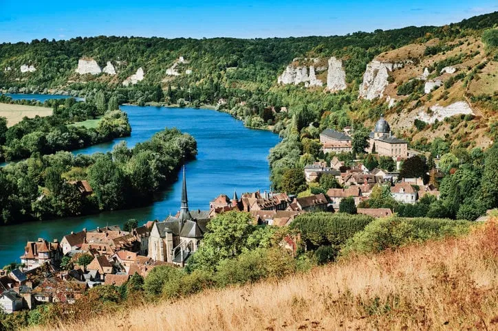 town of les andelys by the river seine in the normandy region of france
