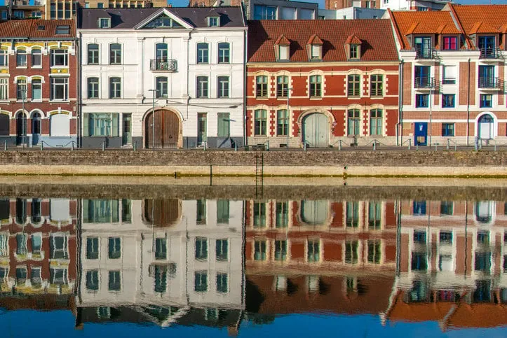 houses reflected in water in lille september