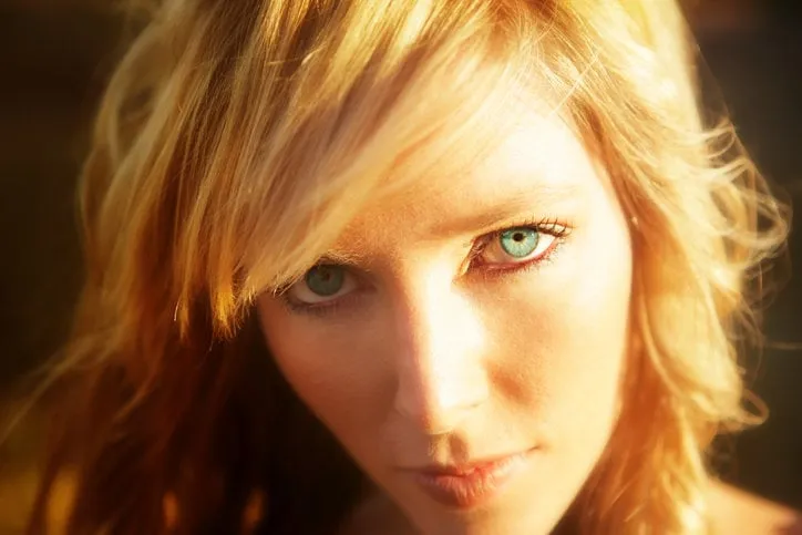 young woman with blue eyes