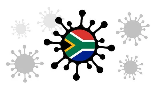 covid-19 coronavirus icon and south african flag