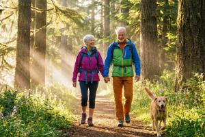 couple qui marche en forêt