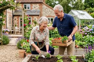 Couple dans leur jardin