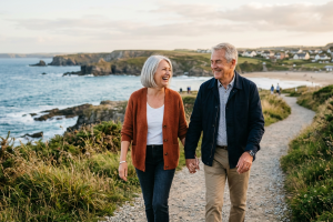 couple de seniors qui se tient la main