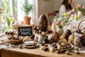 différentes formes et variétés de chocolats de Pâques