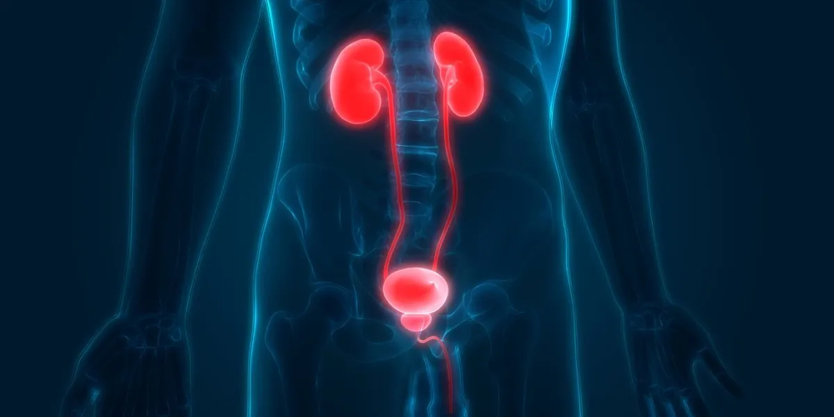 3d illustration of human body organs anatomy (kidneys with urinary bladder)