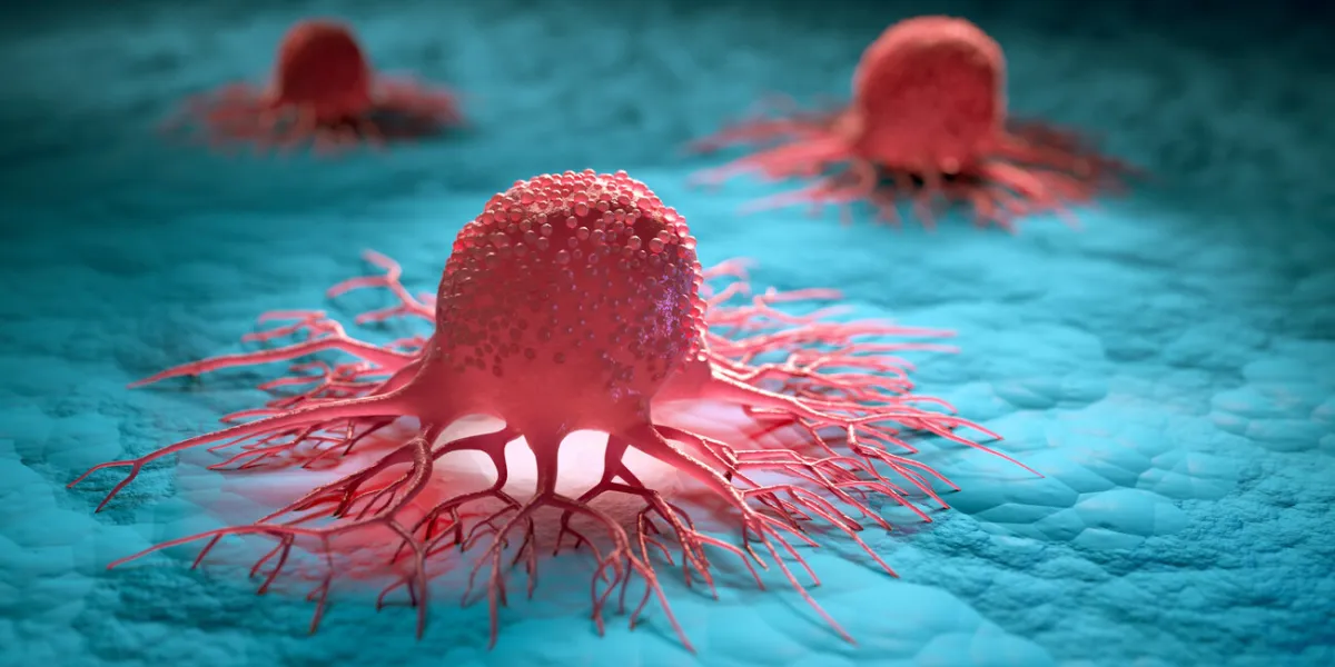 group of isolated cancer cells - 3d illustration