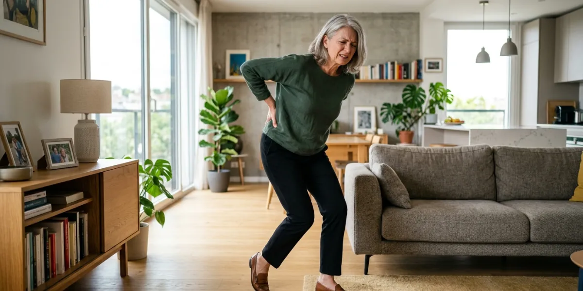 Femme qui se tient le bas du dos car elle souffre