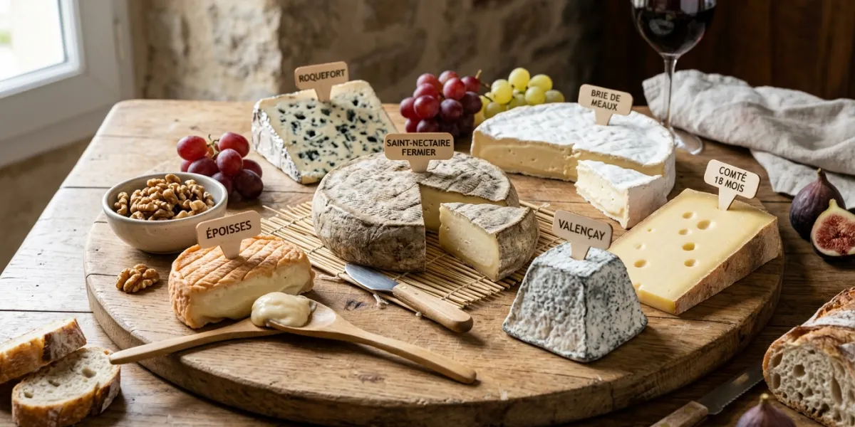 plateau de fromages avec des fromages français 
