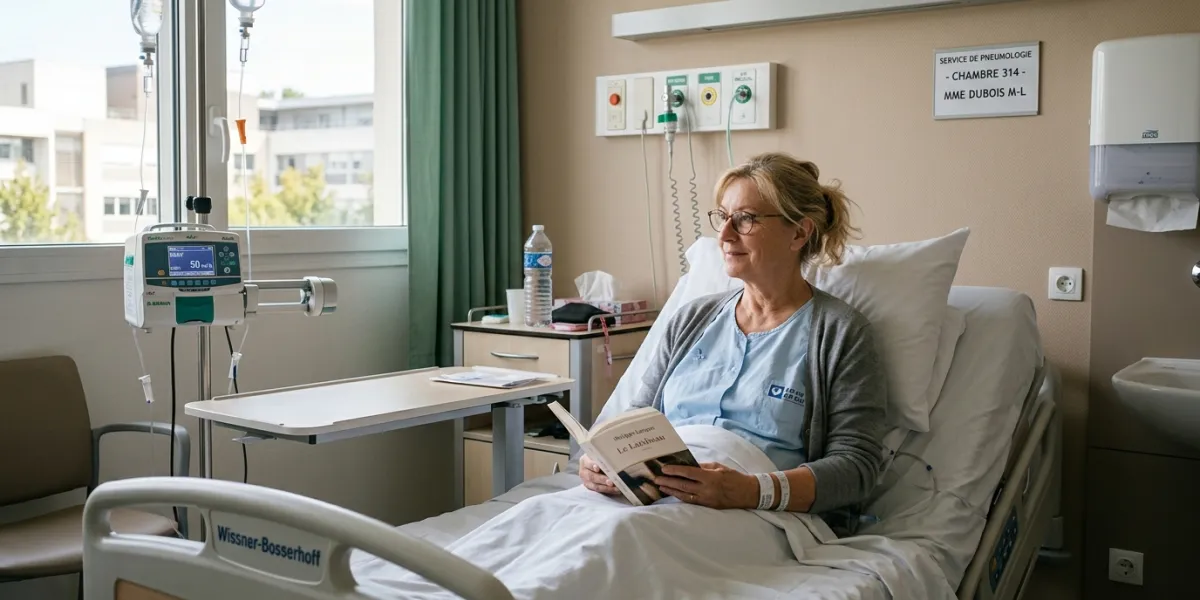 Femme dans une chambre d'hôpital