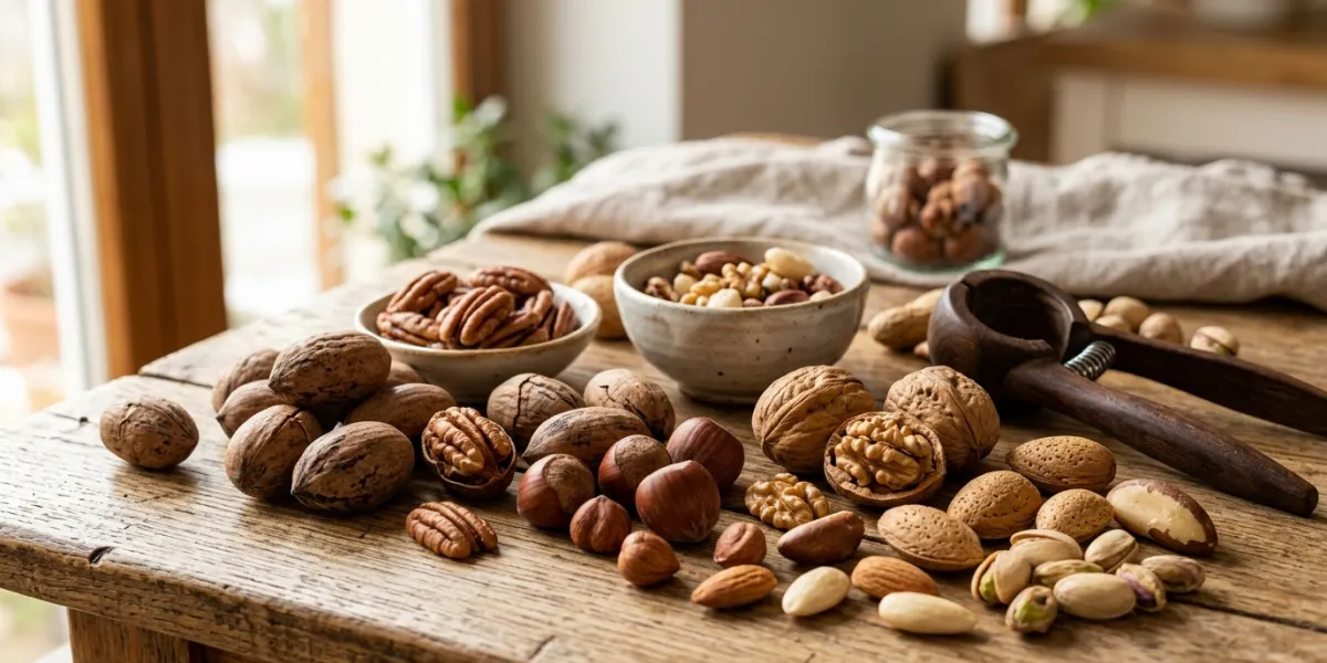  différents types de noix et noisettes