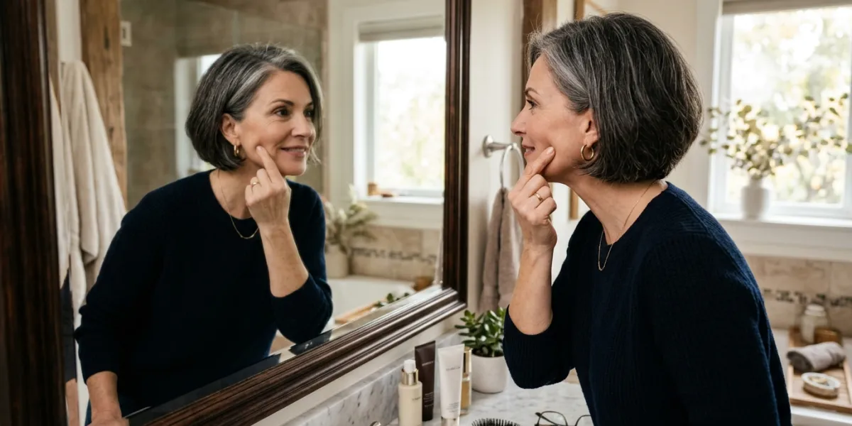 femme  qui se regarde dans le miroir 