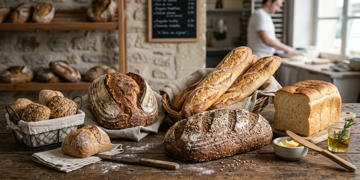 variétés de pain posées sur une table