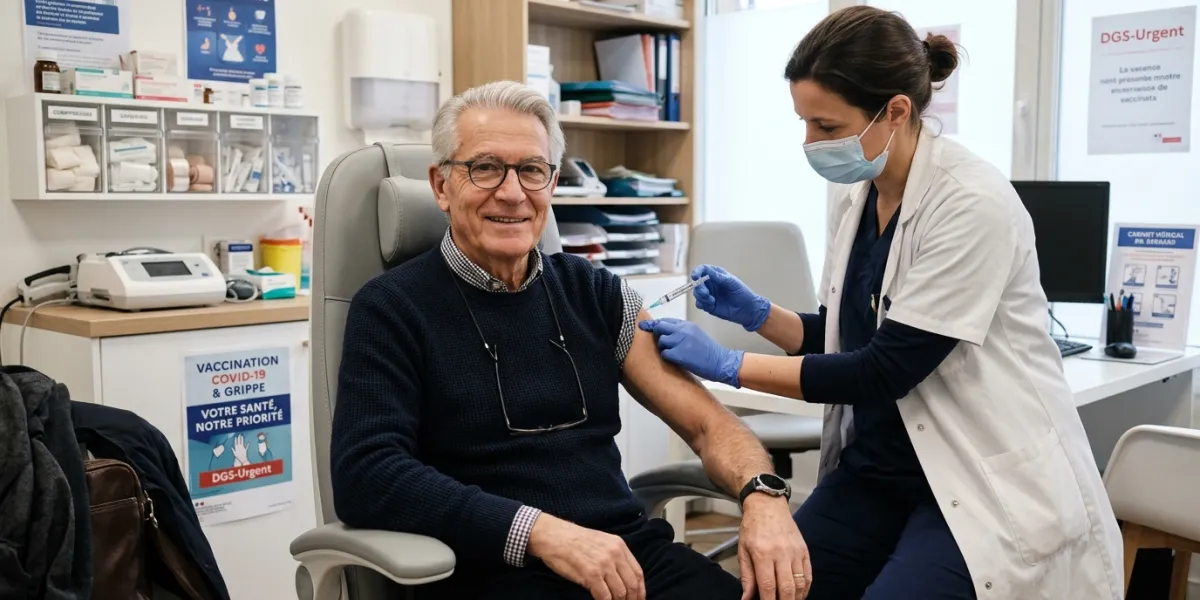 homme  qui se fait vacciner chez le médecin