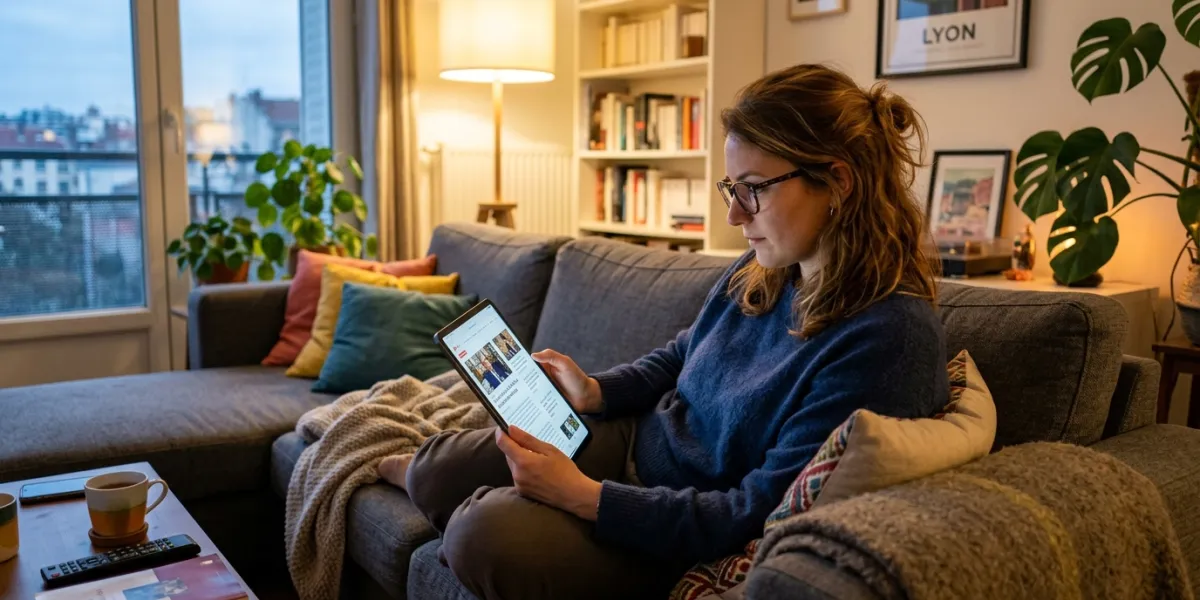  personne dans son canapé qui regarde un écran de tablette