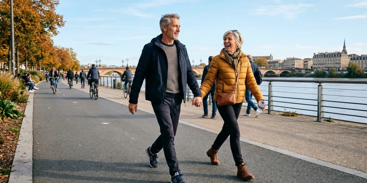 couple qui marchent d'un pas assez rapide