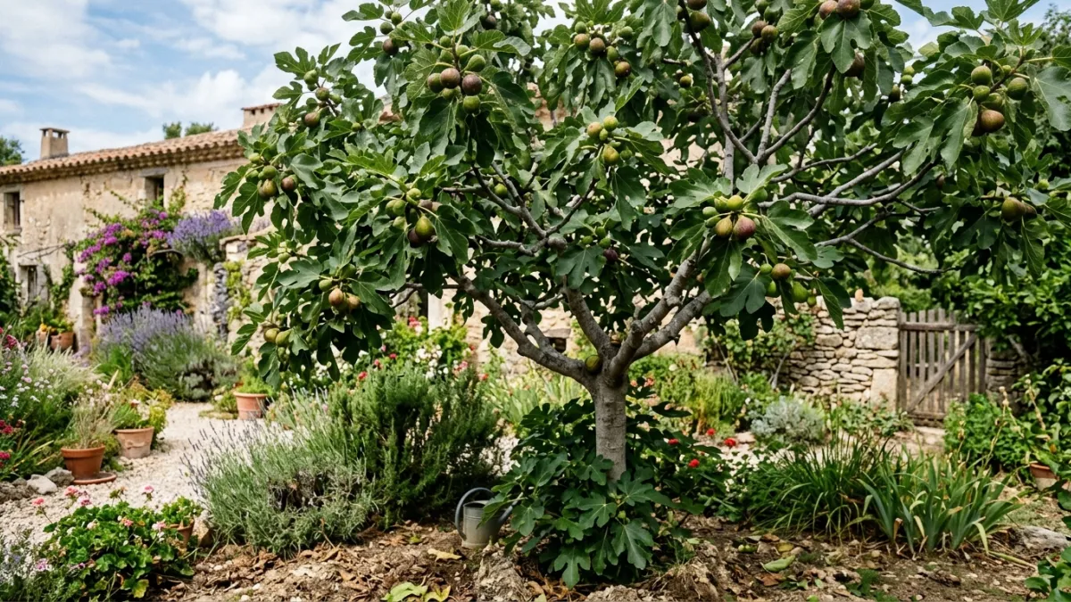 photo réaliste d'un figuier dans un jardin