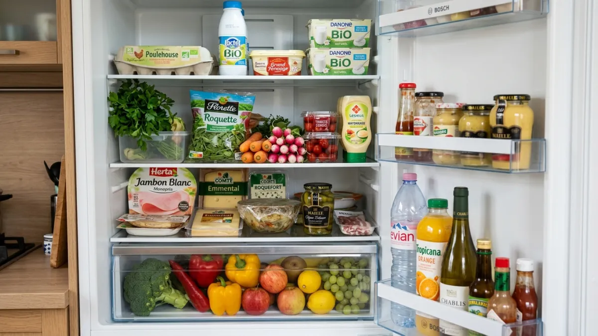 réfrigérateur contenant des denrées alimentaires