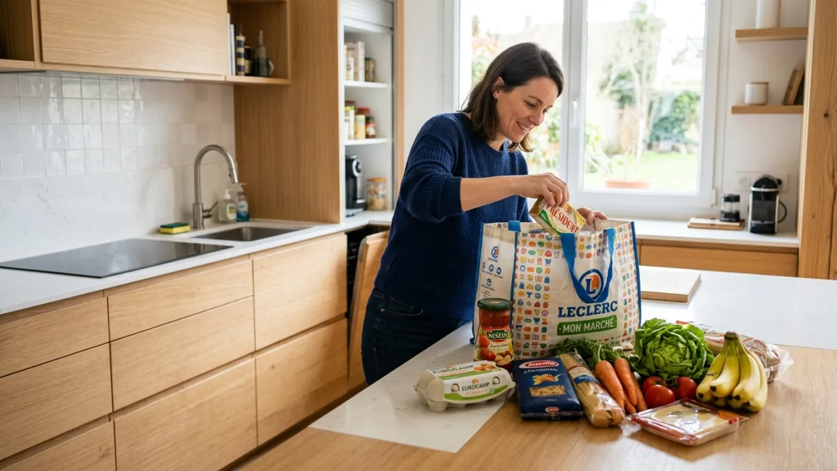 femme qui range ses courses dans sa cuisine