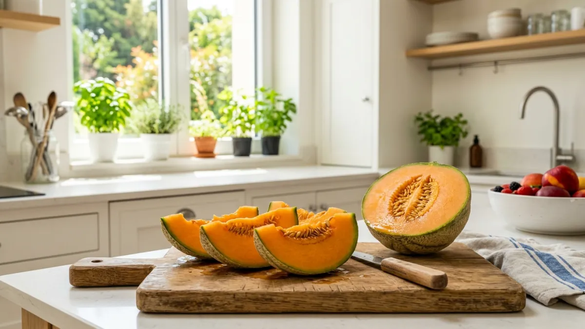 melon coupé dans une cuisine 