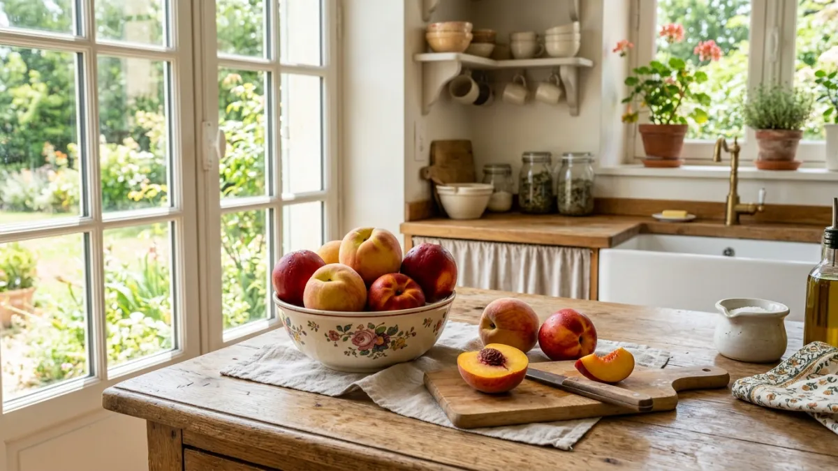 pêches et nectarines dans un cuisine
