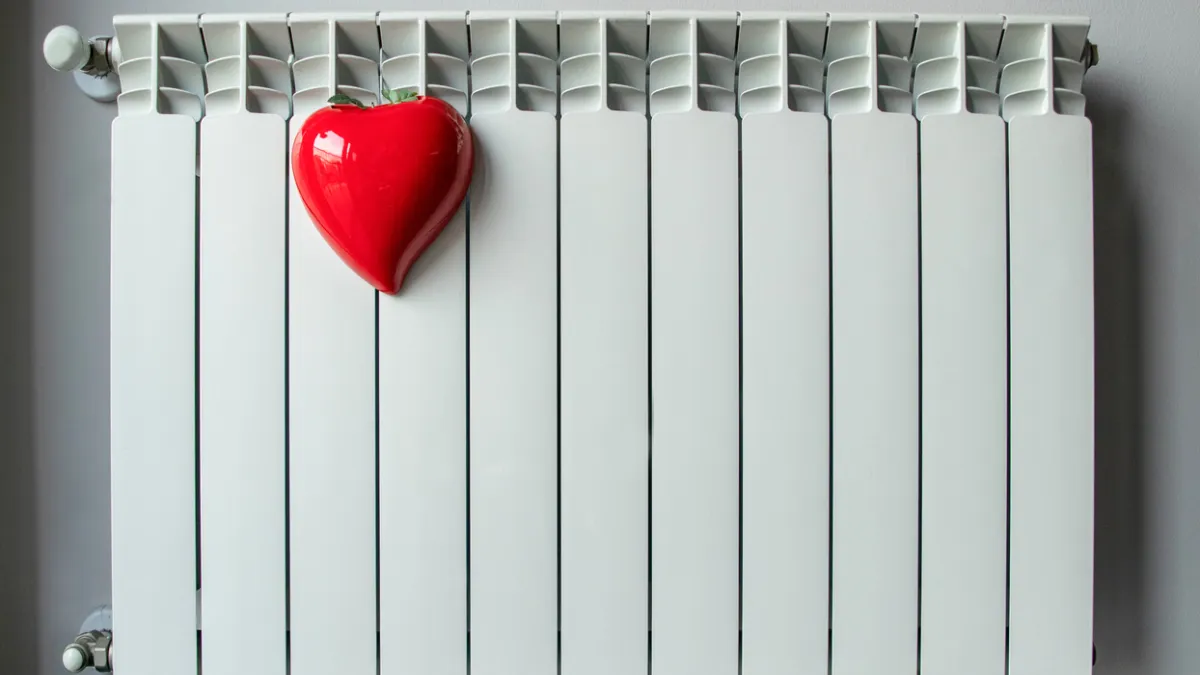coeur sur un radiateur