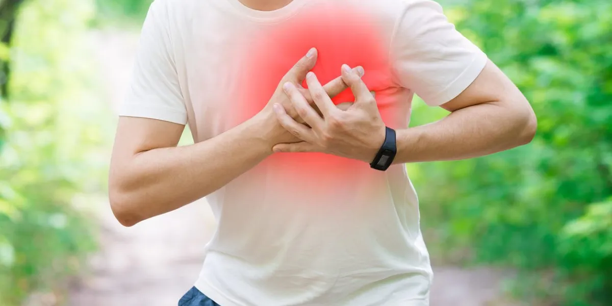 man with heart attack, injury while running, trauma during workout, outdoors concept