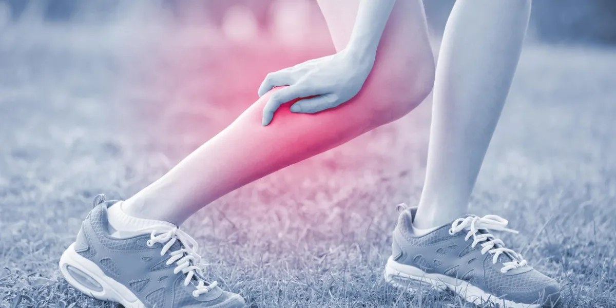 sport woman hurt leg in park, great for your design